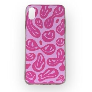 Pink Smiley Face iPhone X / XS Phone Case Clear Edge